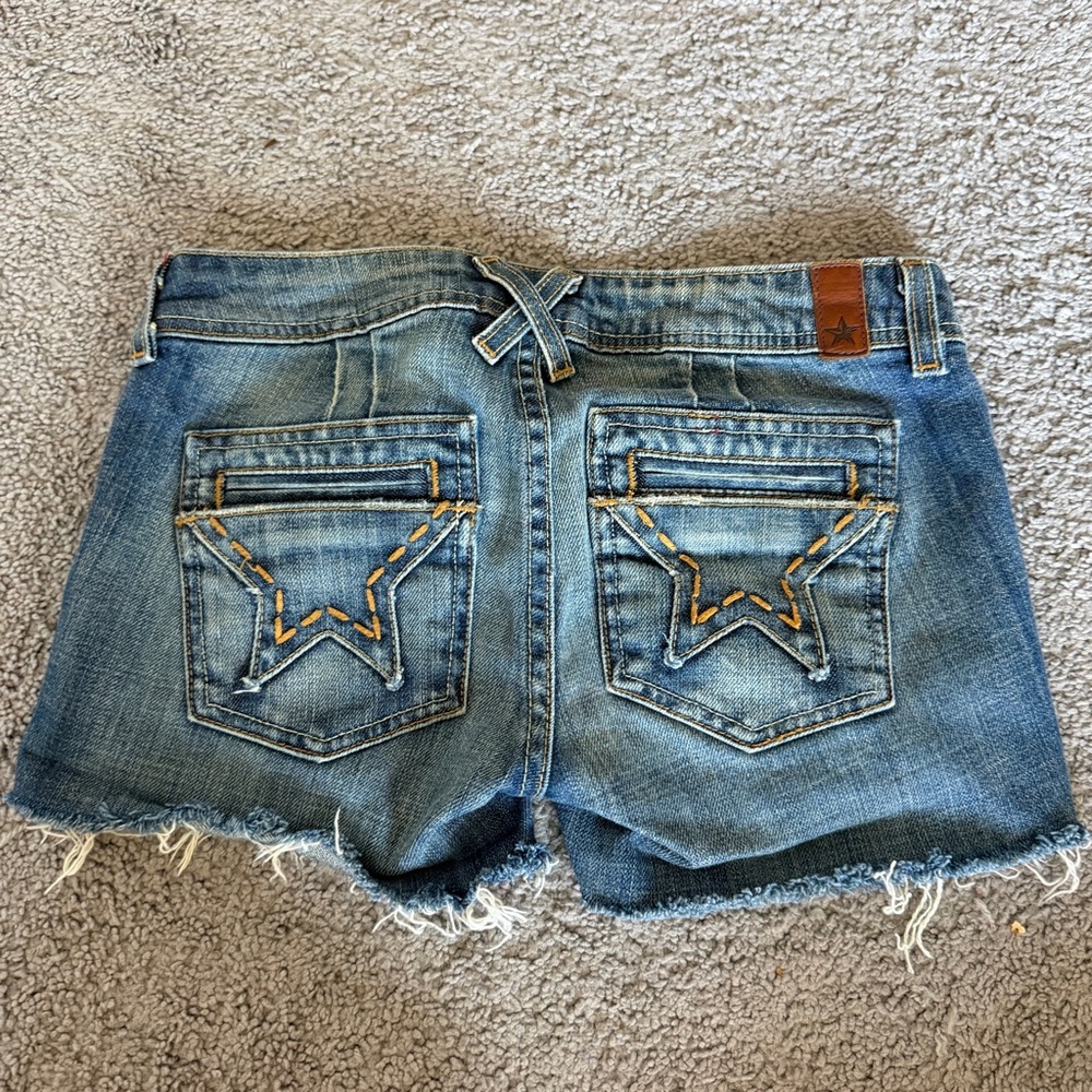 People’s liberation low rise cut off denim shorts with star pockets - Picture 4 of 5